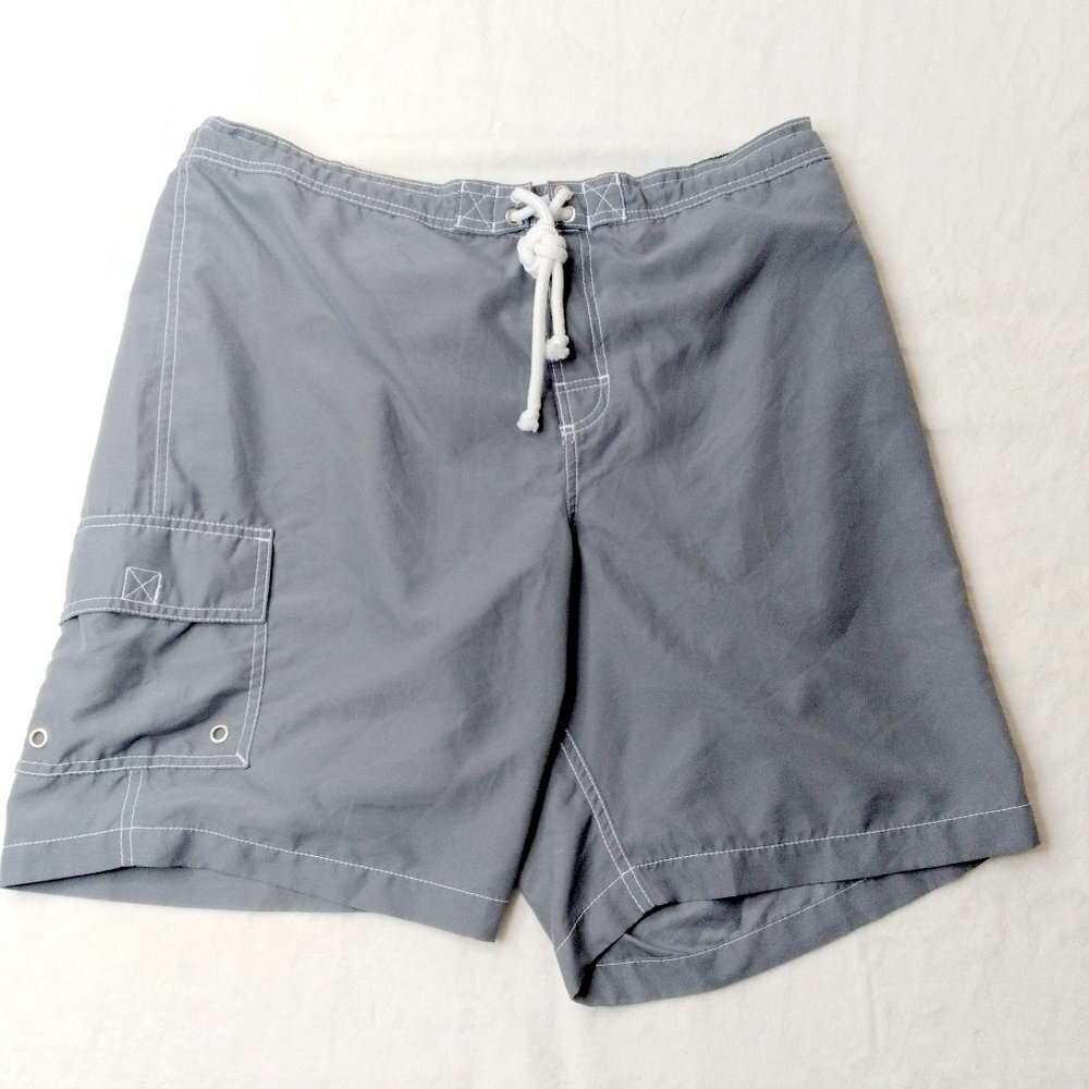 Merona Grey Polyester Swim Trunk Size L/G